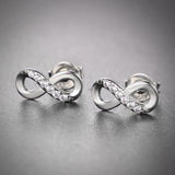 925 Silver Infinity Plated Stud Earring Zircon Gift Jewelry