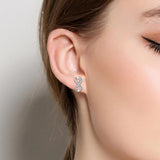 925 Silver Infinity Plated Stud Earring Zircon Gift Jewelry