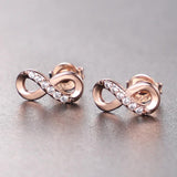 925 Silver Infinity Plated Stud Earring Zircon Gift Jewelry