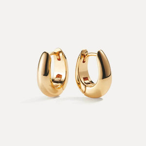 Gold-Plated Hoop Earrings for Women Classic Piercing Smooth Ear Buckle