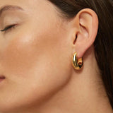 Gold-Plated Hoop Earrings for Women Classic Piercing Smooth Ear Buckle