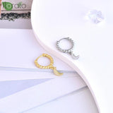 925 Silver Star/Moon Pendant Earrings, 18K Hoops
