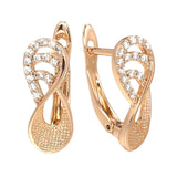Kinel 585 Rose Zircon Drop Earrings Daily Fine Jewelry