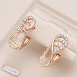 Kinel 585 Rose Zircon Drop Earrings Daily Fine Jewelry