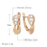 Kinel 585 Rose Zircon Drop Earrings Daily Fine Jewelry