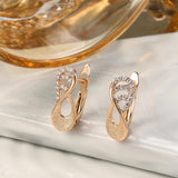Kinel 585 Rose Zircon Drop Earrings Daily Fine Jewelry