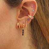 Crystal Zircon Chain Hoop Earrings for Women Flower Cartilage Stud Earring