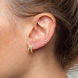 Crystal Zircon Chain Hoop Earrings for Women Flower Cartilage Stud Earring