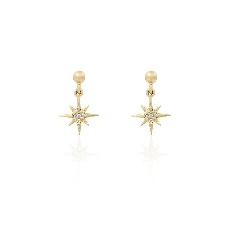 Gold-Plated CZ Zircon Moon Star Earrings Set