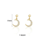 Gold-Plated CZ Zircon Moon Star Earrings Set