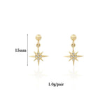 Gold-Plated CZ Zircon Moon Star Earrings Set