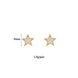 Gold-Plated CZ Zircon Moon Star Earrings Set