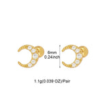 Gold-Plated CZ Zircon Moon Star Earrings Set