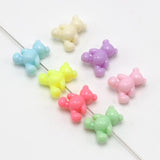 100 Mixed Pastel Acrylic Bear Beads 13X11mm