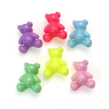 100 Mixed Pastel Acrylic Bear Beads 13X11mm