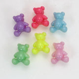 100 Mixed Pastel Acrylic Bear Beads 13X11mm