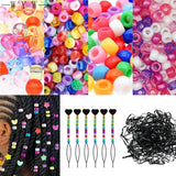 401Pcs Hair Beads Kit for Kids with Rainbow Beads and Elastic Bands