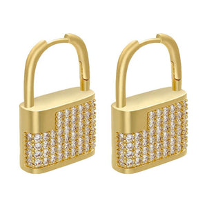 Lock CZ Crystal Hoop Earrings for Women