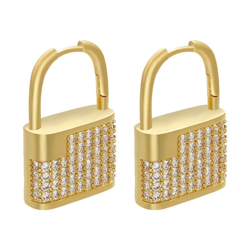 Lock CZ Crystal Hoop Earrings for Women