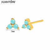 925 Silver Summer Turquoise Small Hoop Earrings 24K Jewelry Ear Accessories