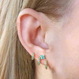 925 Silver Summer Turquoise Small Hoop Earrings 24K Jewelry Ear Accessories