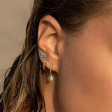 925 Silver Summer Turquoise Small Hoop Earrings 24K Jewelry Ear Accessories