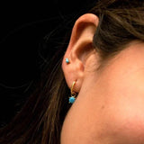 925 Silver Summer Turquoise Small Hoop Earrings 24K Jewelry Ear Accessories
