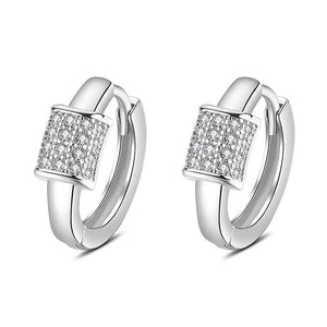 925 Silver Small Zircon Circle Hoop Earrings for Women