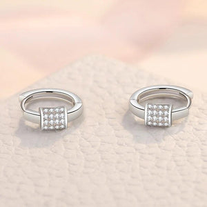 925 Silver Small Zircon Circle Hoop Earrings for Women