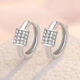 925 Silver Small Zircon Circle Hoop Earrings for Women