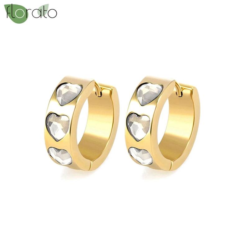 Colorful Heart Hoop Earrings 925 Silver Needle 18mm Party Jewelry Gift