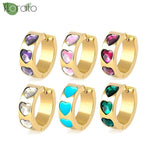 Colorful Heart Hoop Earrings 925 Silver Needle 18mm Party Jewelry Gift
