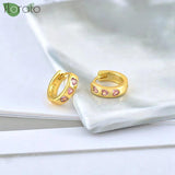 Colorful Heart Hoop Earrings 925 Silver Needle 18mm Party Jewelry Gift