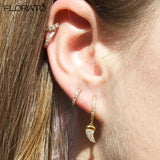 925 Silver Geometric Hoop Earrings with Zircon Stone for Women