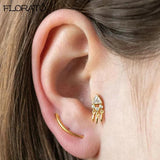 925 Silver Geometric Hoop Earrings with Zircon Stone for Women