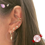 925 Silver Lightning Pendant Hoop Earrings Pave Crystal INS Jewelry