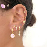 925 Silver Lightning Pendant Hoop Earrings Pave Crystal INS Jewelry