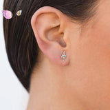 925 Silver Lightning Pendant Hoop Earrings Pave Crystal INS Jewelry