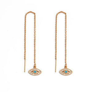 Evil Eye Drop Earrings Tassel Chain Long Dangle Earr