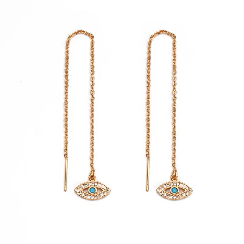Evil Eye Drop Earrings Tassel Chain Long Dangle Earr