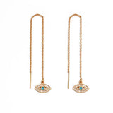 Evil Eye Drop Earrings Tassel Chain Long Dangle Earr