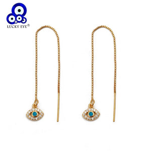 Evil Eye Drop Earrings Tassel Chain Long Dangle Earr