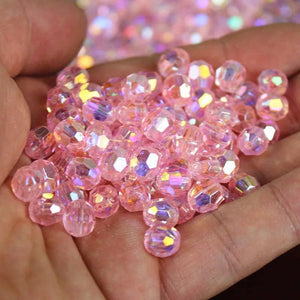 AB Pink Clear Acrylic Faceted Beads Jewelry Making 300/500Pcs