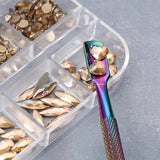 12Grids Champagne Nail Art Rhinestones AB/Pink Flatback Crystal Diamond Gems 3D