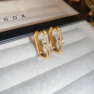 Square Hoop Earrings 14K Real Plated Wedding Gift