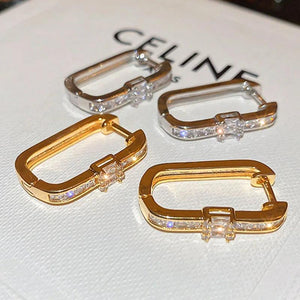 Square Hoop Earrings 14K Real Plated Wedding Gift