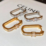 Square Hoop Earrings 14K Real Plated Wedding Gift