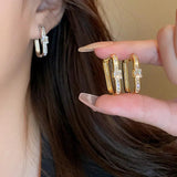 Square Hoop Earrings 14K Real Plated Wedding Gift