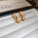 Square Hoop Earrings 14K Real Plated Wedding Gift