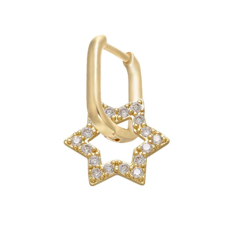 Geometric Silver Dangle Hoop Earrings for Women